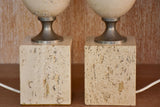 Pair of vintage Barbier travertine ostrich egg lamp bases