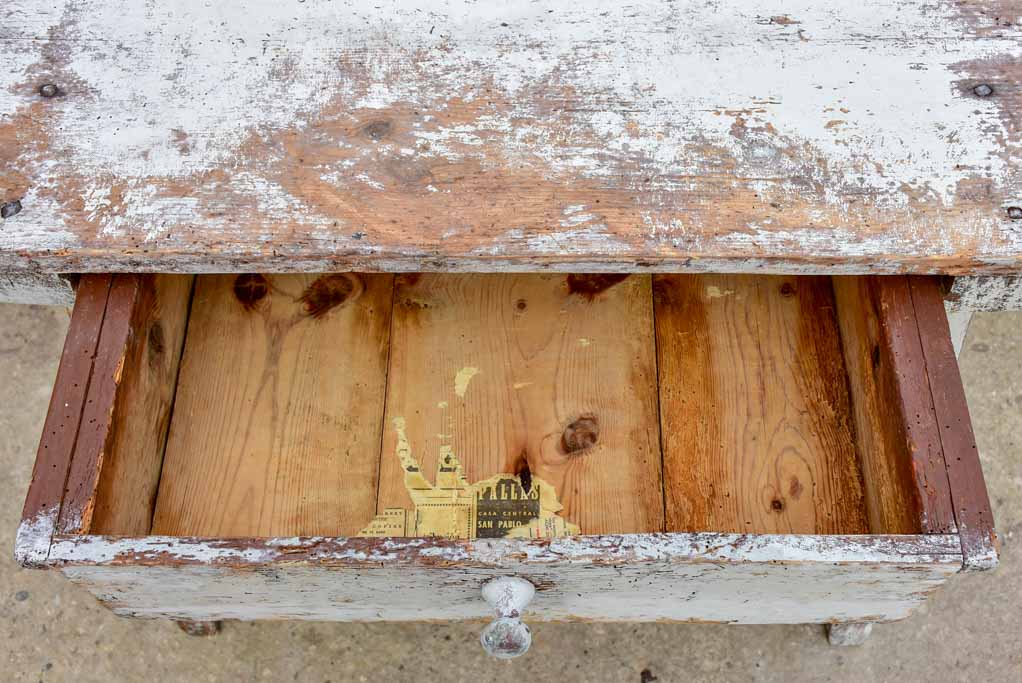 Rustic farm table with drawer and cross bracing