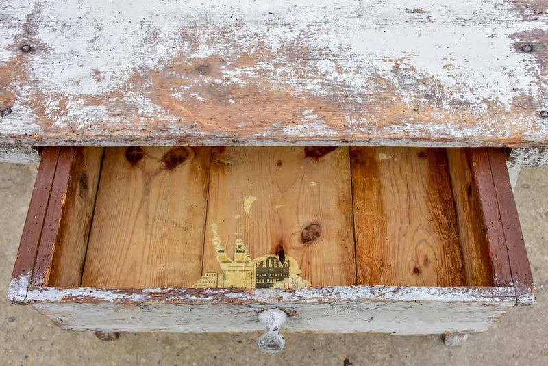 Rustic farm table with drawer and cross bracing