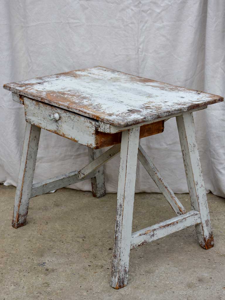 Rustic farm table with drawer and cross bracing