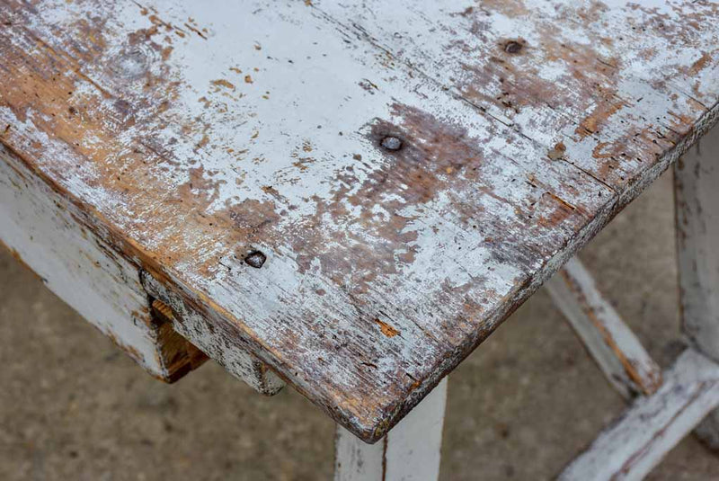 Rustic farm table with drawer and cross bracing