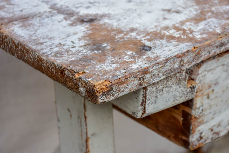 Rustic farm table with drawer and cross bracing
