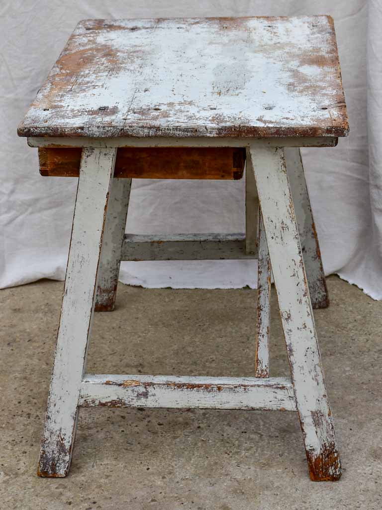 Rustic farm table with drawer and cross bracing