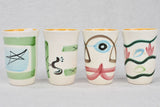 4 multicolored hand-painted mugs - Pornic 4¼"