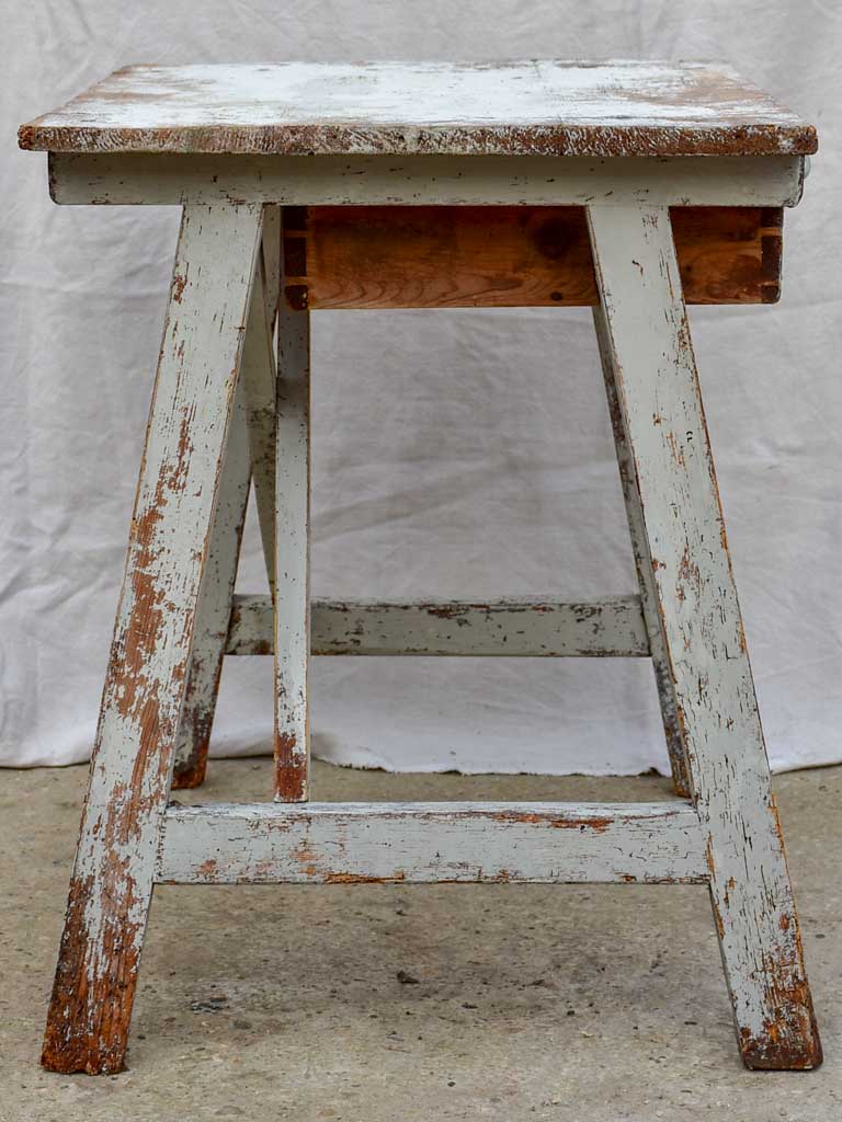 Rustic farm table with drawer and cross bracing