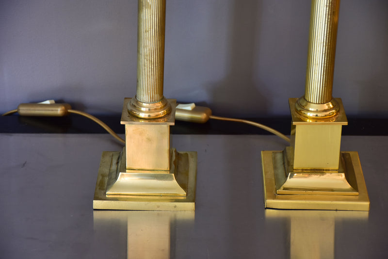 Two vintage candlestick table lamps