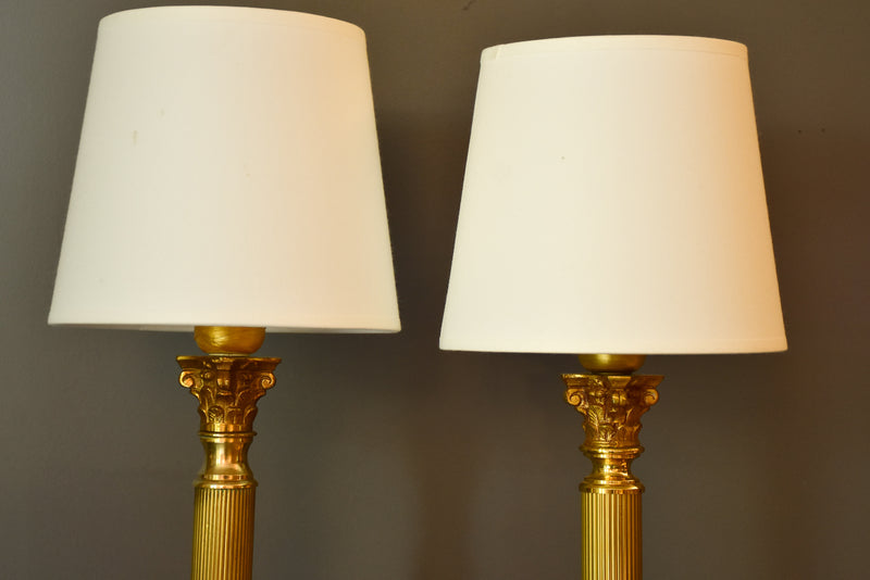 Two vintage candlestick table lamps