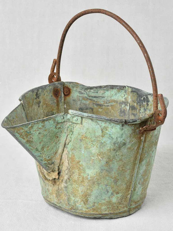 Rustic antique French copper bucket