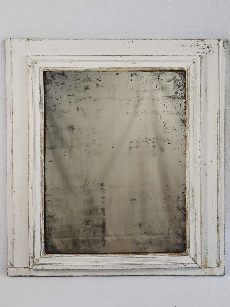 Early 19th-century French trumeau/boiserie mirror with white patina 30" x 32¾"