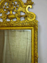 18th Century Louis XV gilded mirror with pediment 56¾" x 31"