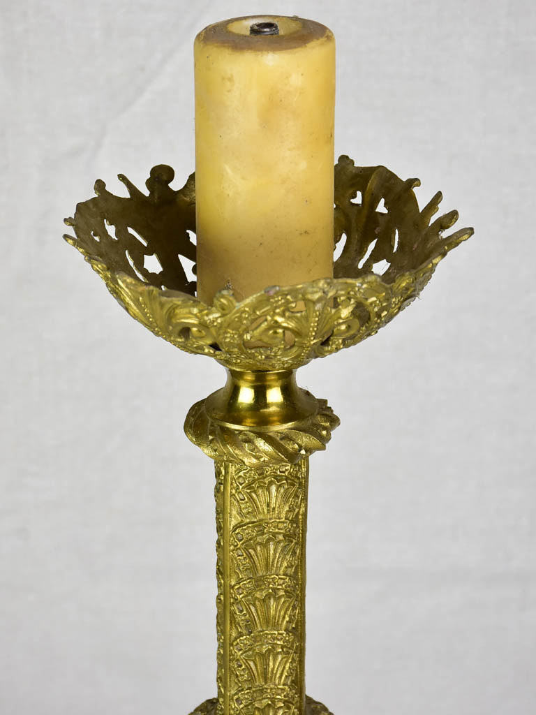Large antique French candlestick - bronze, gold patina 22¾"