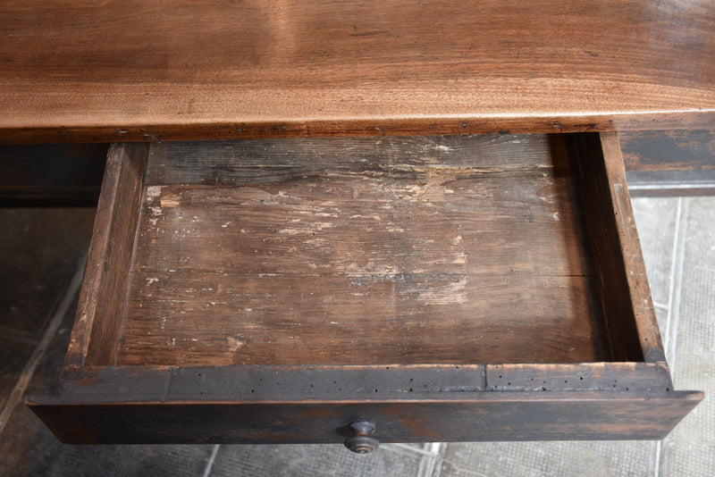 Antique French farm table with black legs
