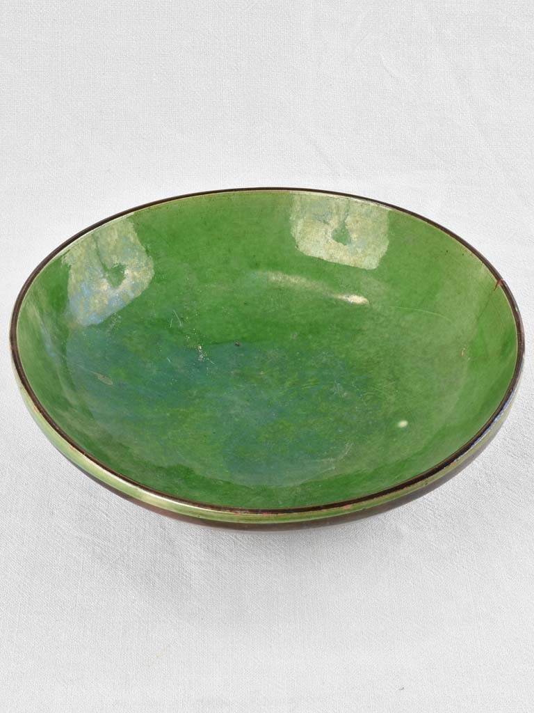 Large green & black salad bowl / tian bowl 14¼"