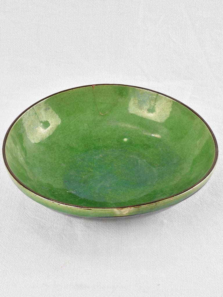 Large green & black salad bowl / tian bowl 14¼"