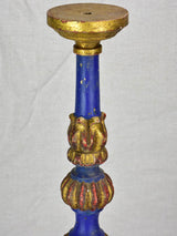 Rare large antique French candlestick - blue and gold 24"