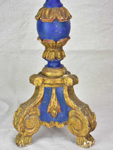 Rare large antique French candlestick - blue and gold 24"