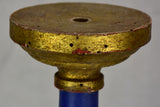 Rare large antique French candlestick - blue and gold 24"