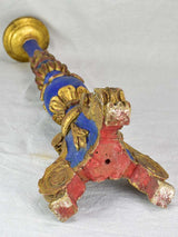 Rare large antique French candlestick - blue and gold 24"