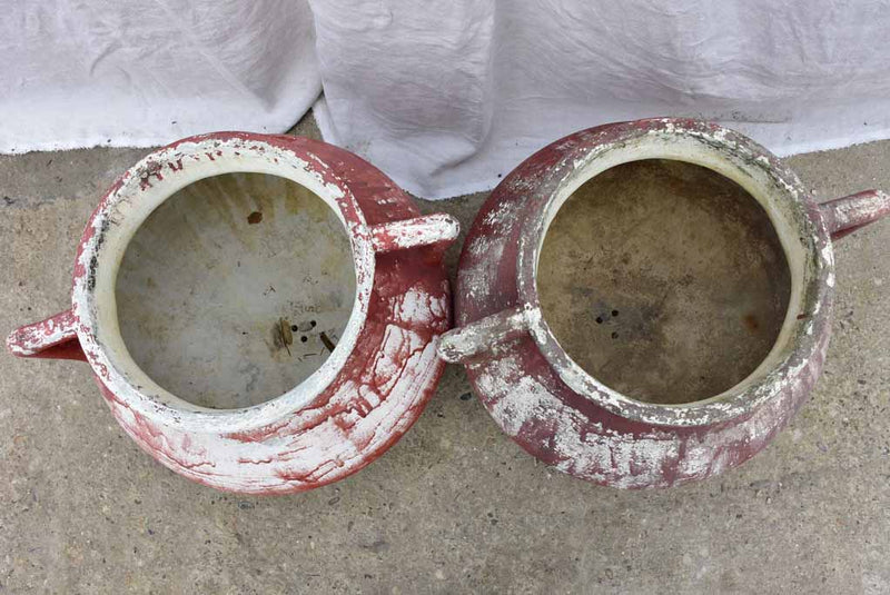Pair of Willy Guhl planters with red paint finish