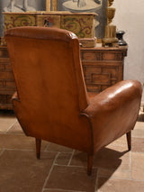 French leather club chair – 1960’s with tapered legs