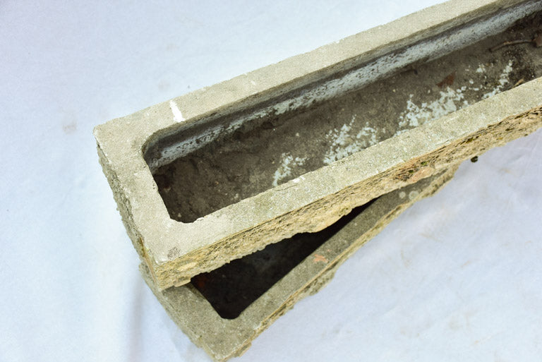 Pair of large rectangular faux bois planters - 1950's 38¼"