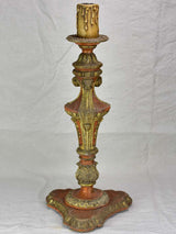Rare large antique French candlestick - orange and gold 25¼"