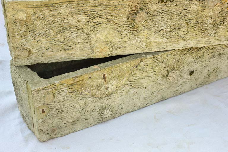 Pair of large rectangular faux bois planters - 1950's 38¼"