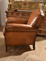 Vintage French leather club chair – chapeau gendarme