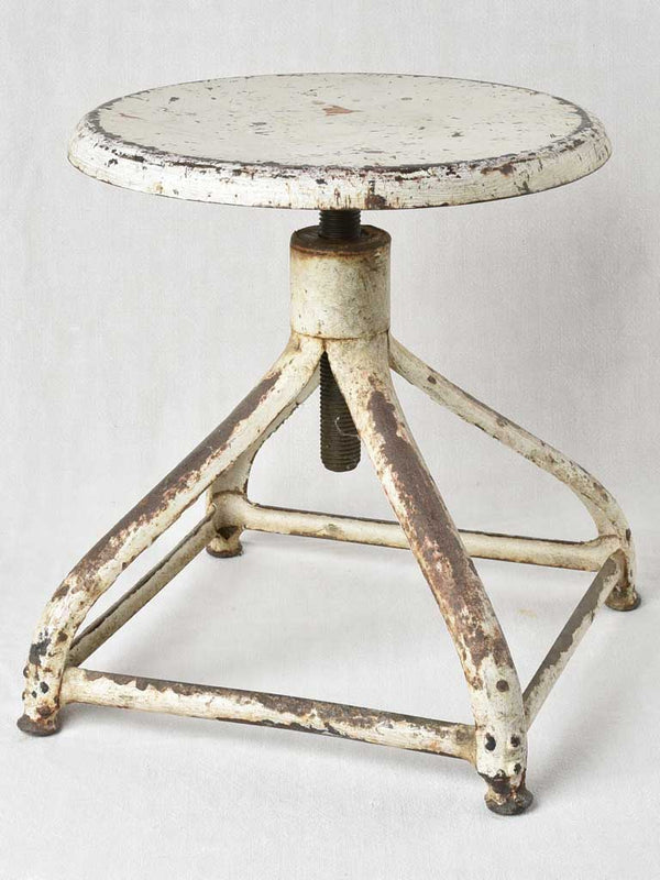 Industrial stool with white patina - adjustable
