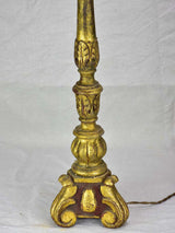 Large antique French candlestick lamp base - brown and gold 25½"