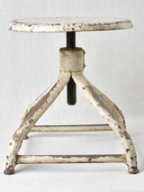 Industrial White Patina Height Adjustable Stool
