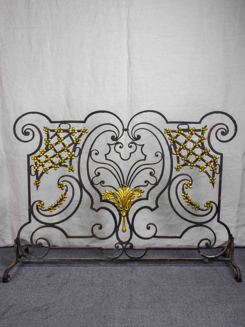 Wrought iron fire screen with flowers