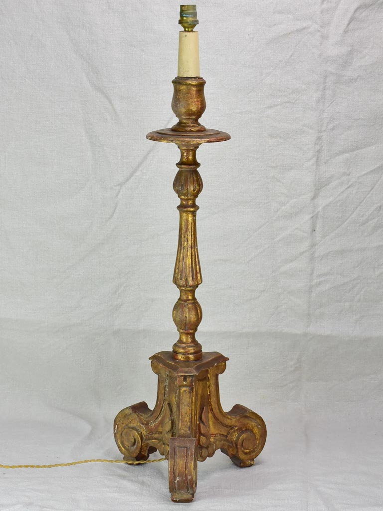 19th Century Polychrome Candlestick Lamp