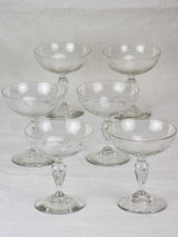Set of six demi-crystal mid century French champagne cups