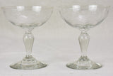 Set of six demi-crystal mid century French champagne cups