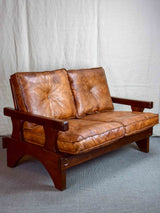 1960's Brazilian leather sofa set - two and three seat