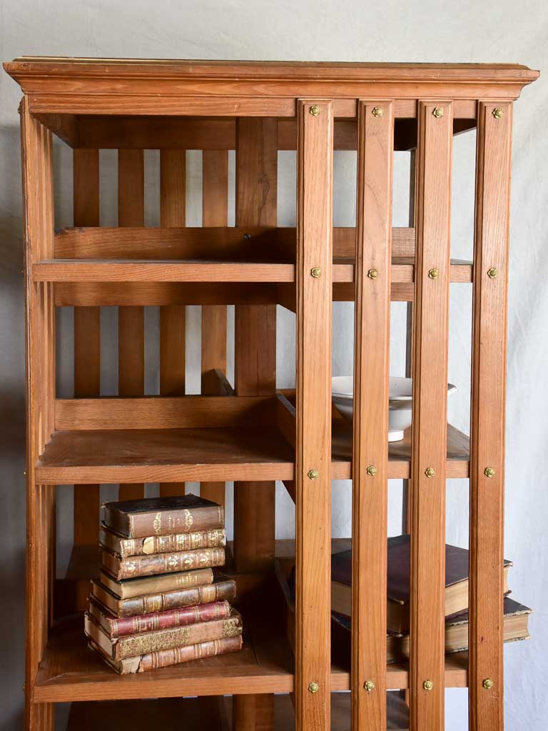 Rare pair of early 20th-century revolving bookshelves - oak 72"