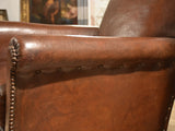 1940’s French leather club chair – square