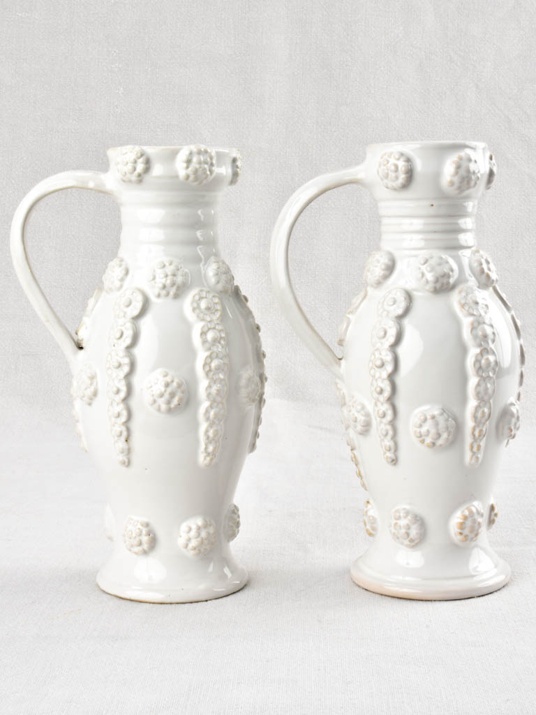 Vintage White 1950s Émile Tessier Vases