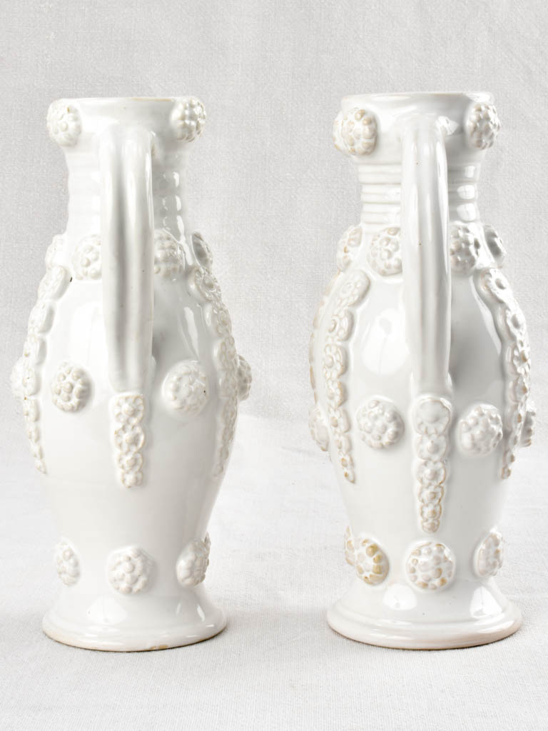 Signed ET White Ceramic Vases