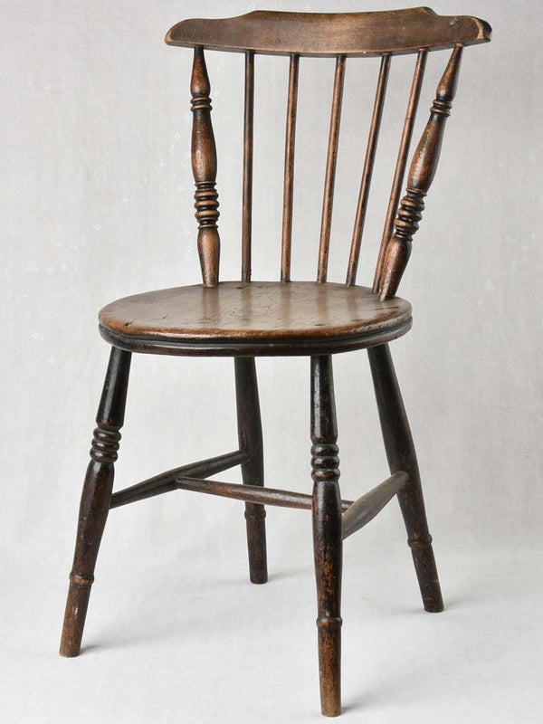 19th century English kitchen chair - dark elm wood