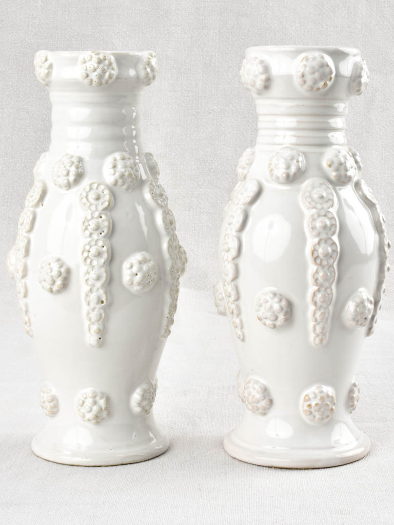 Antique Tessier Ceramic White Pitchers