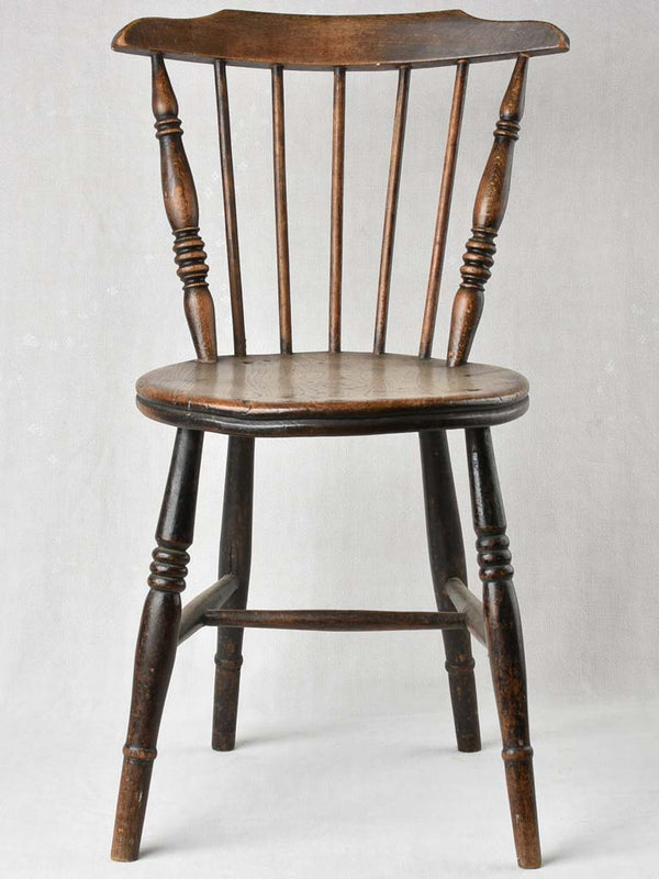 19th century English kitchen chair - dark elm wood
