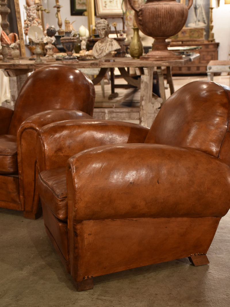 Pair of large French club chairs - 1950’s