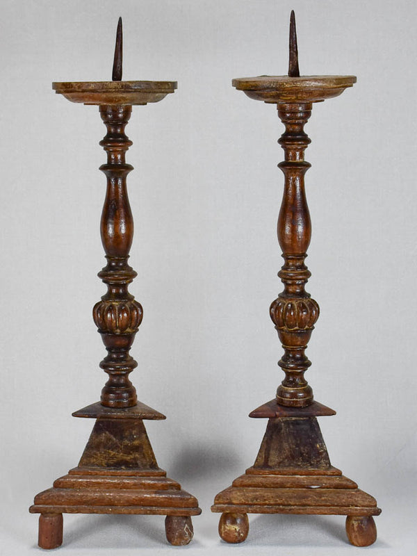 Pair of large wooden candlesticks from the 18th century 24½"