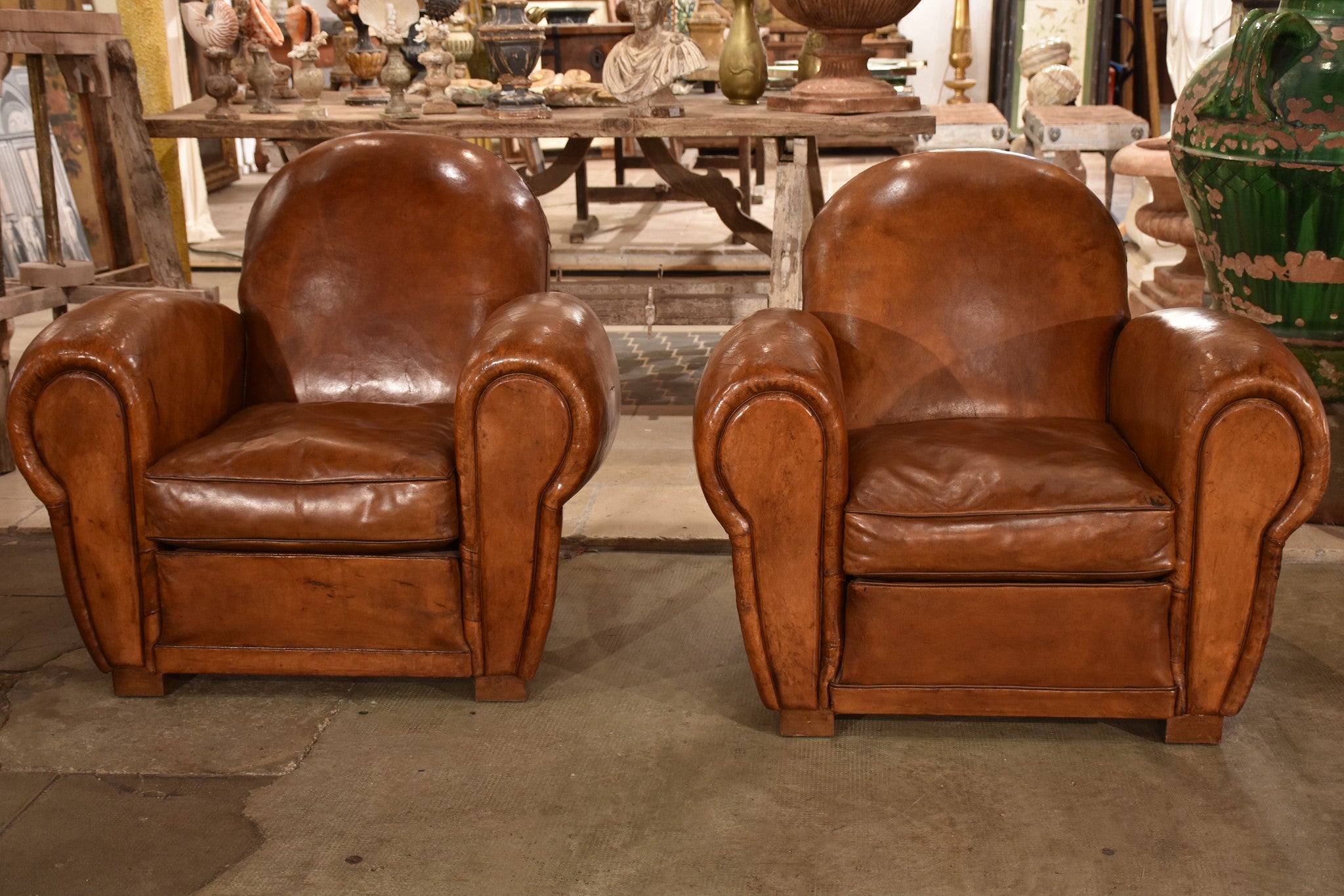 Pair of large French club chairs - 1950’s