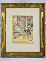 19th century Duportail painting - porch scene