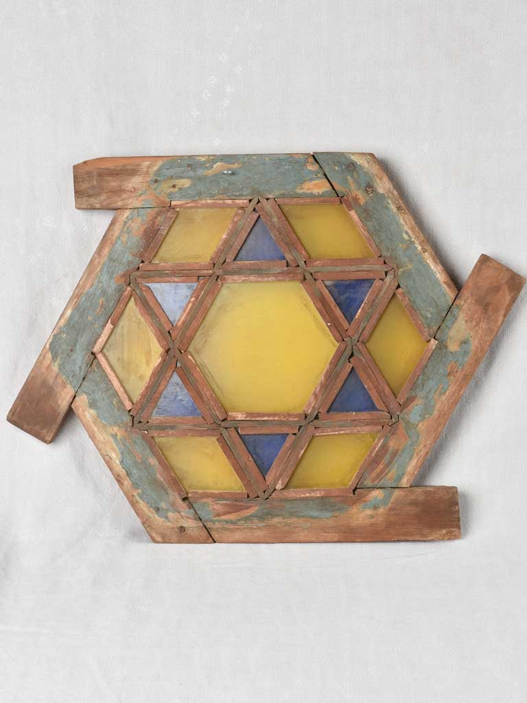 Antique synagogue's opalescent stained glass