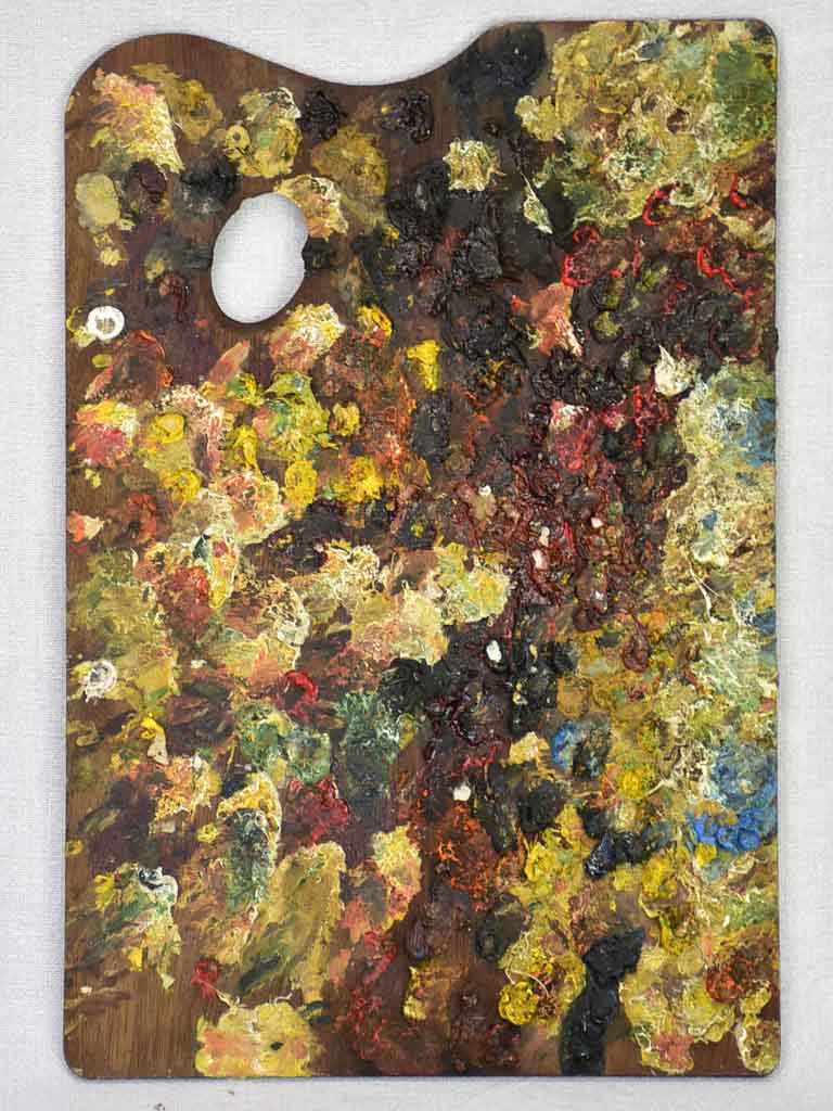 Large vintage French artist's paint palette with brown tones 11" x 16¼"
