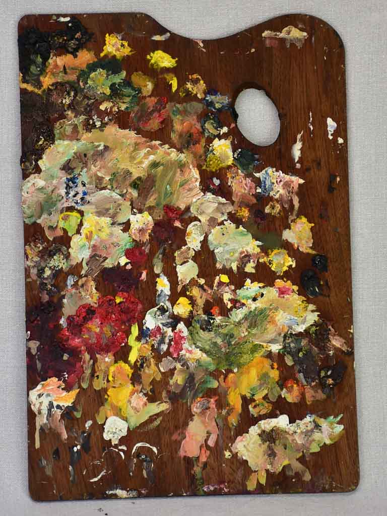 Large vintage French artist's paint palette with brown tones 11" x 16¼"